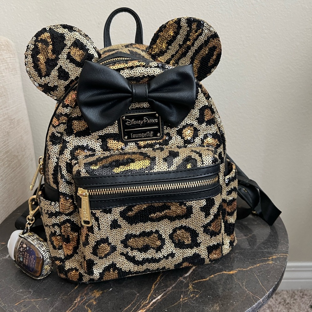 leopard sequin Disney parks loungefly backpack